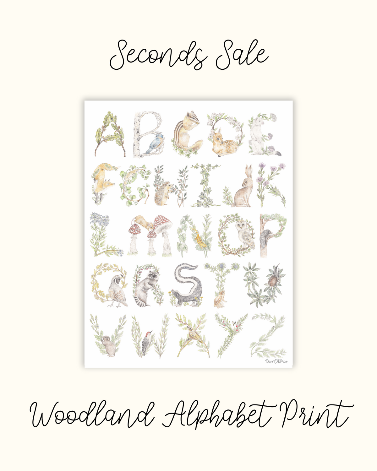 Woodland Alphabet Art Print - Seconds Sale