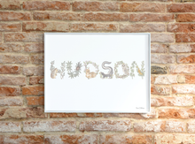 Load image into Gallery viewer, Custom Woodland Alphabet Name Fine Art Print
