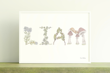Load image into Gallery viewer, Custom Woodland Alphabet Name Fine Art Print
