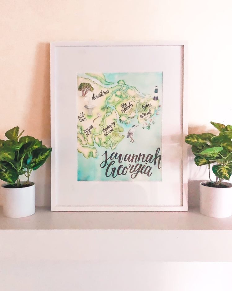 Savannah Georgia Map Art Print
