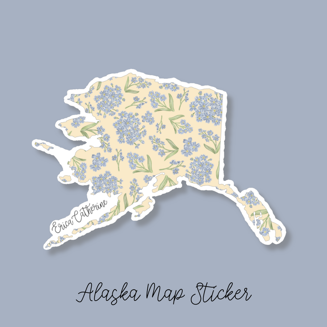 Alaska State Flower Map Vinyl Sticker