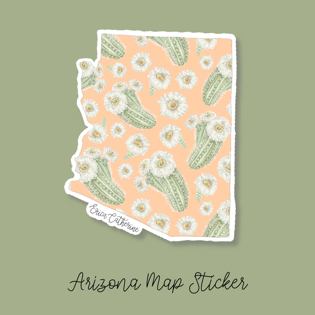 Arizona State Flower Map Vinyl Sticker