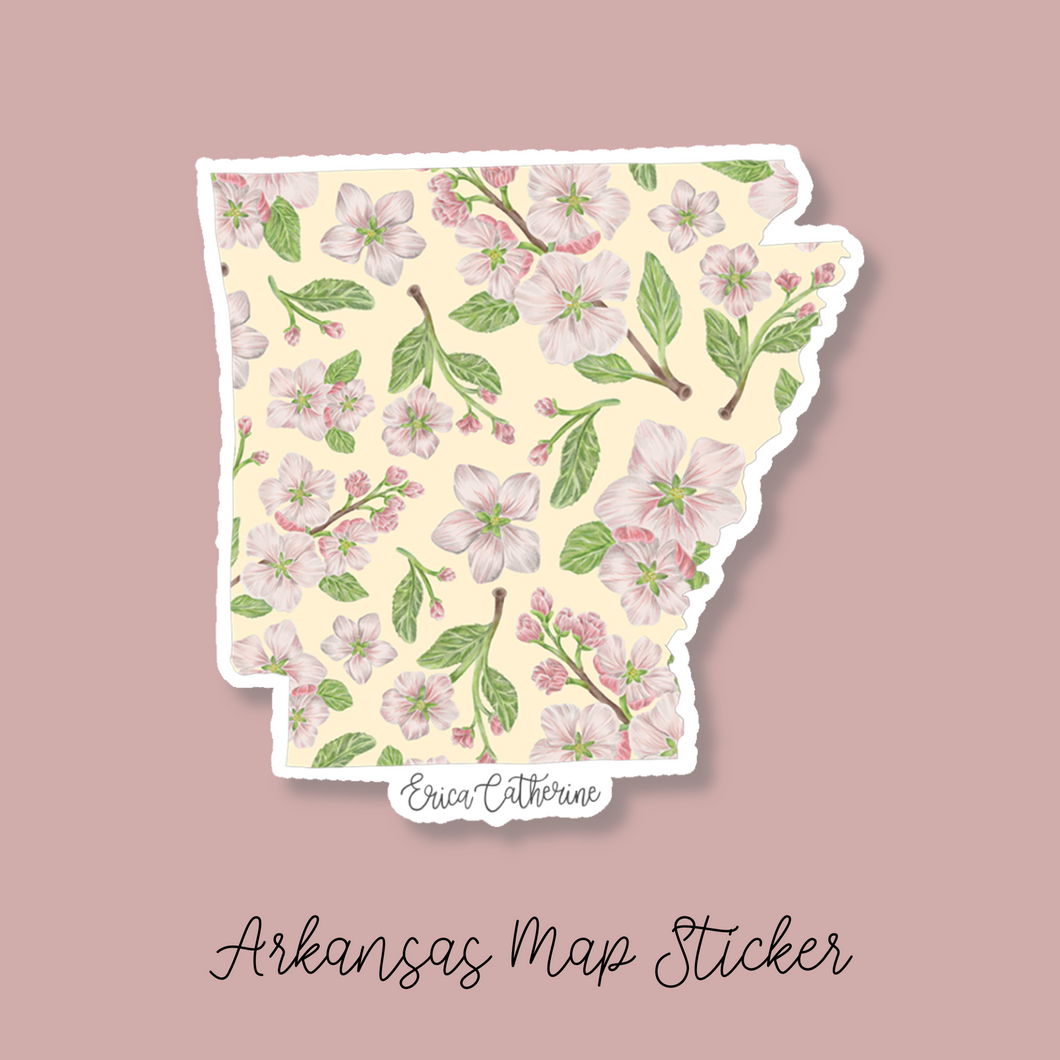 Arkansas State Flower Map Vinyl Sticker