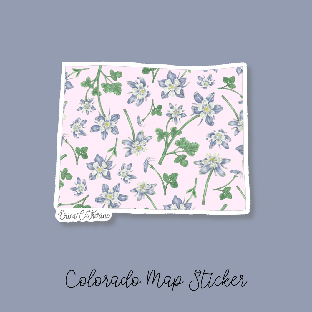 Colorado State Flower Map Vinyl Sticker