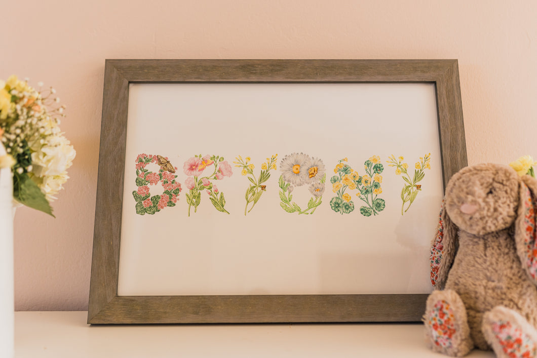 Custom Baby Name Flower Art Print