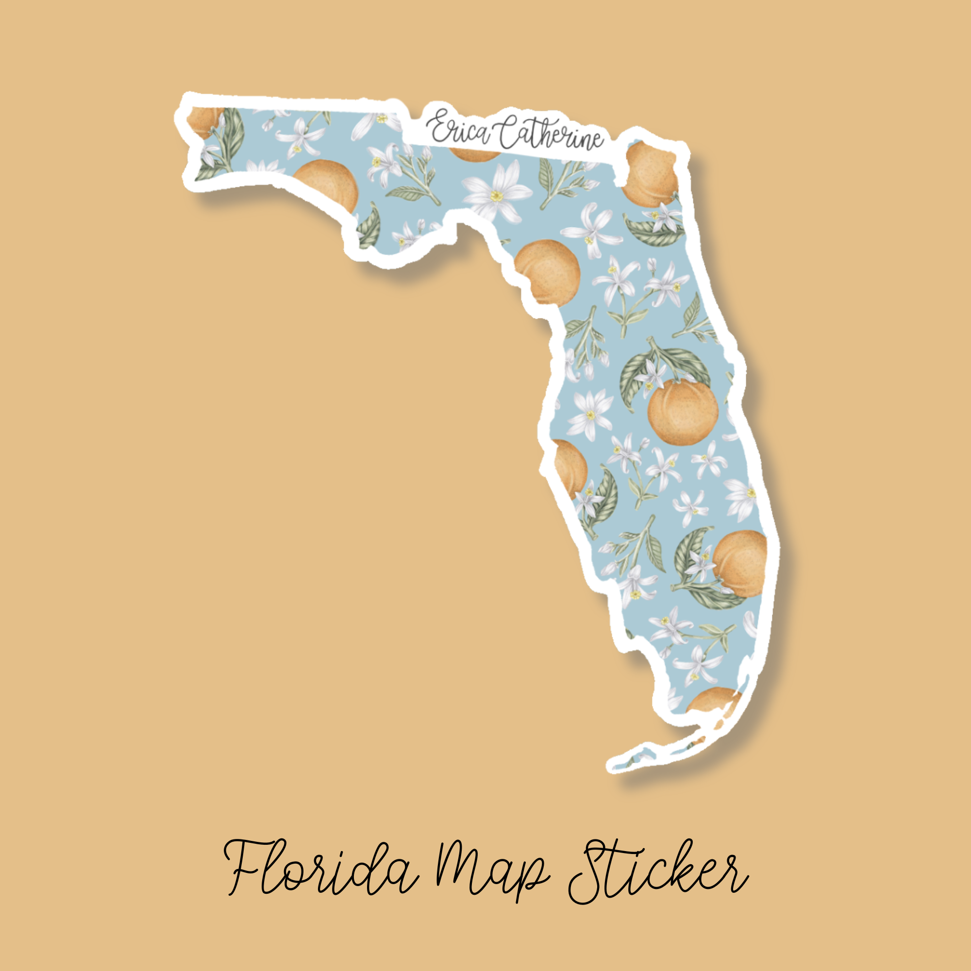 Florida State Flower Map Vinyl Sticker Erica Catherine