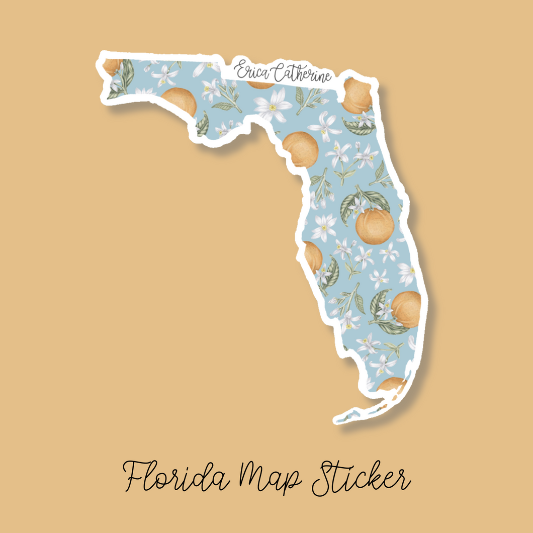 Florida State Flower Map Vinyl Sticker