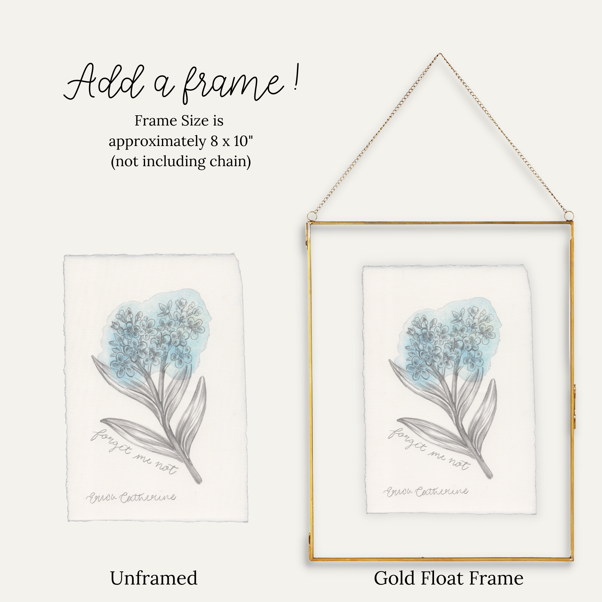 September Birth Flower me not Flower Original Artwork Erica Catherine