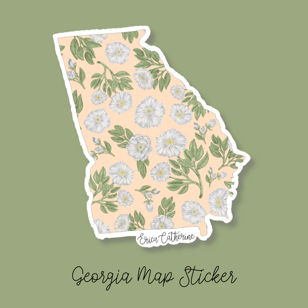 Georgia State Flower Map Vinyl Sticker