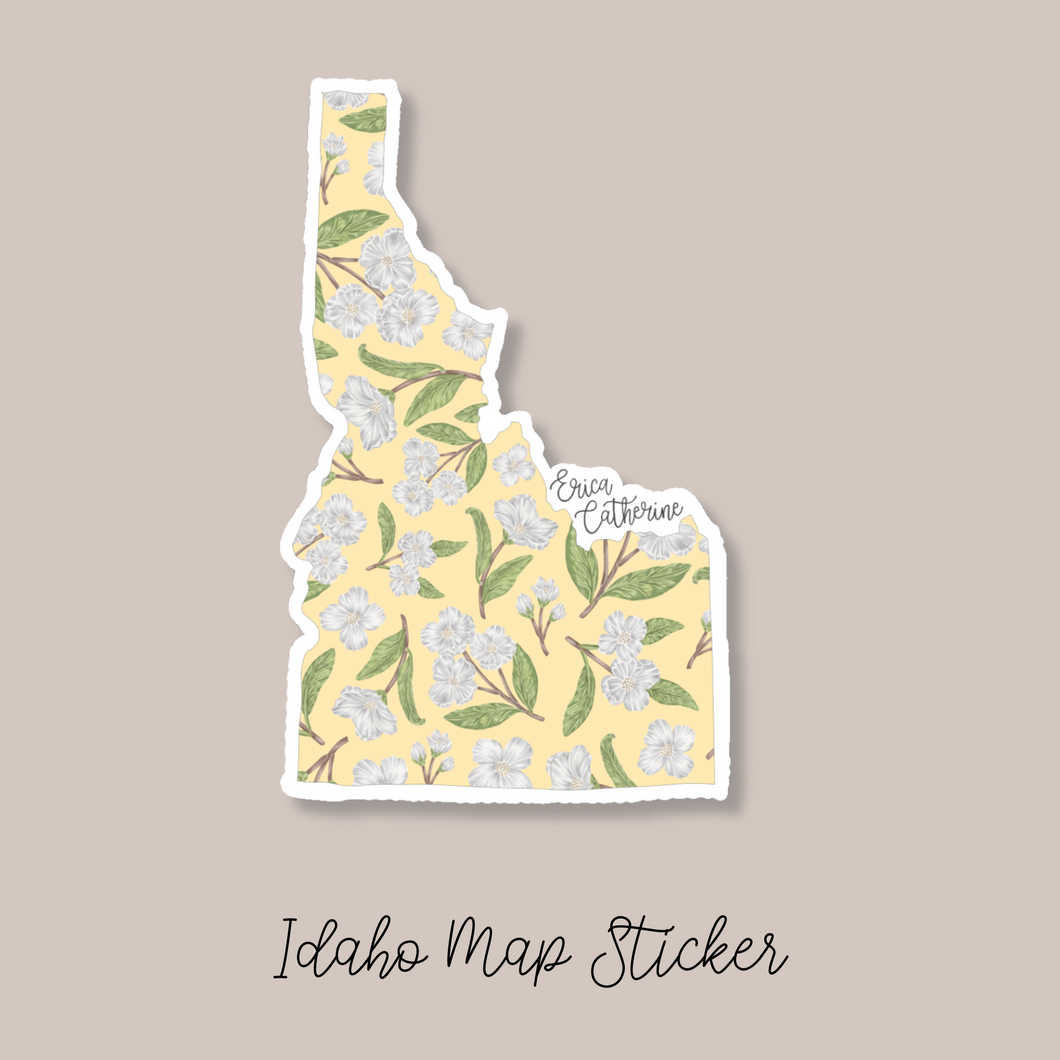 Idaho State Flower Map Vinyl Sticker