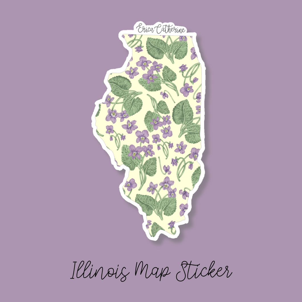 Illinois State Flower Map Vinyl Sticker