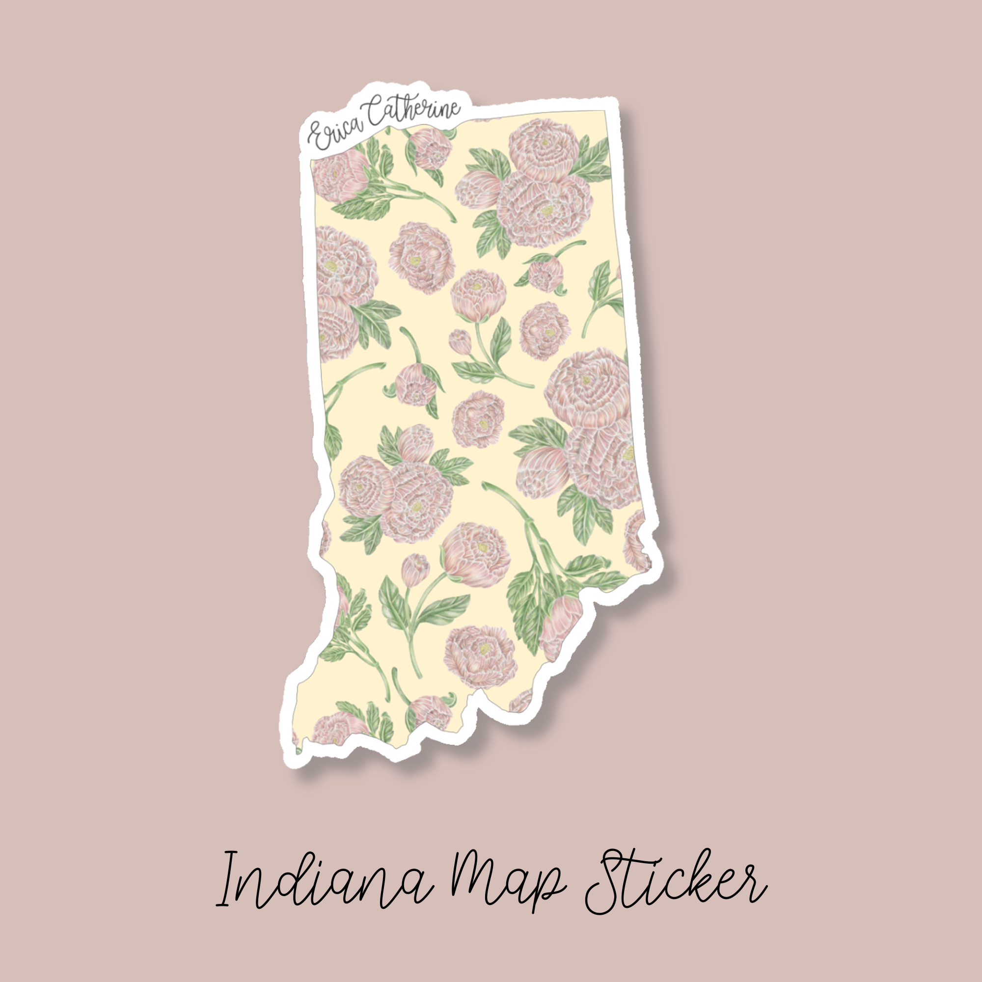 Indiana State Flower Map Vinyl Sticker – Erica Catherine