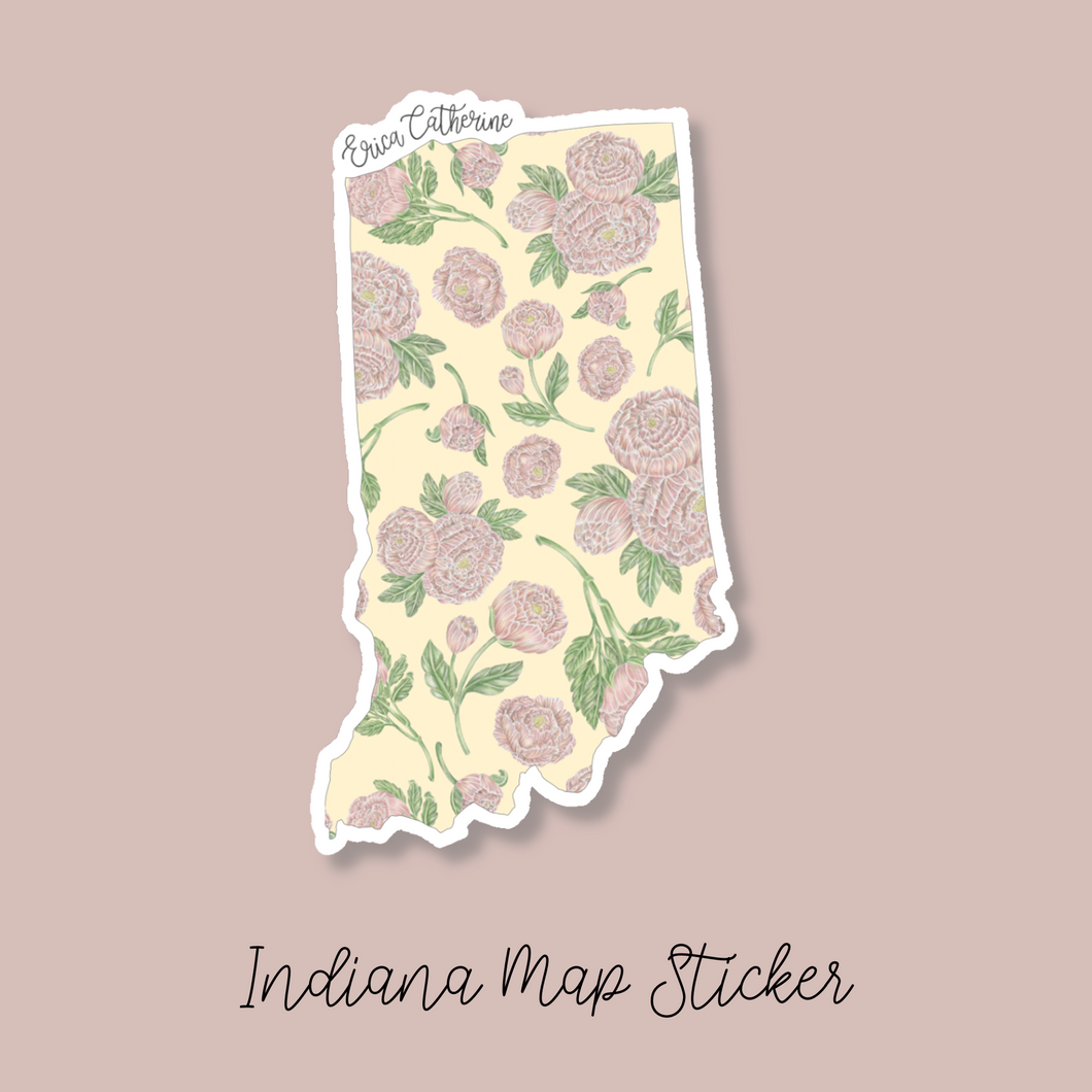 Indiana State Flower Map Vinyl Sticker