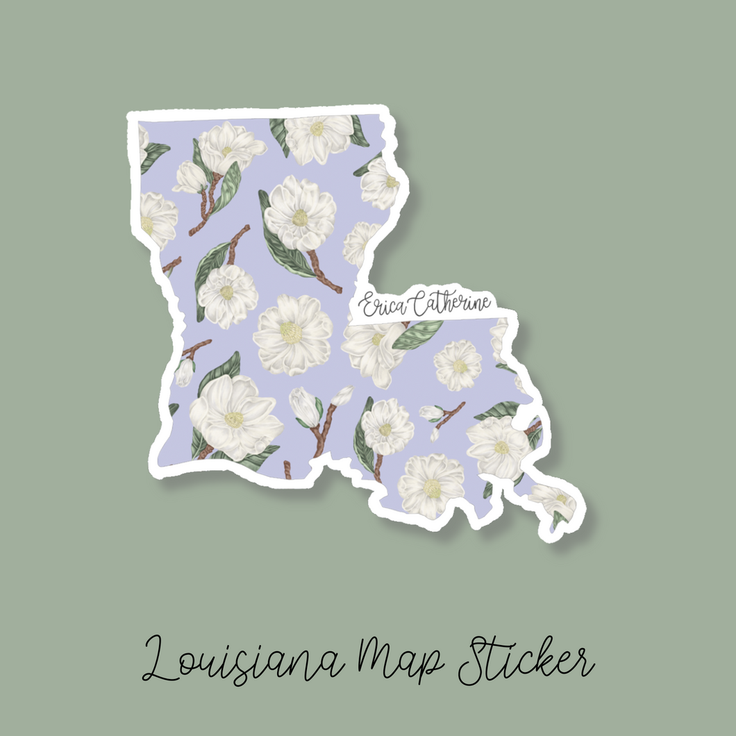 Louisiana State Flower Map Vinyl Sticker