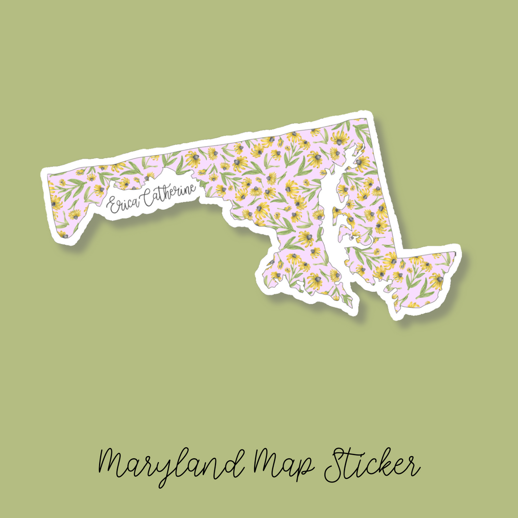 Maryland State Flower Map Vinyl Sticker