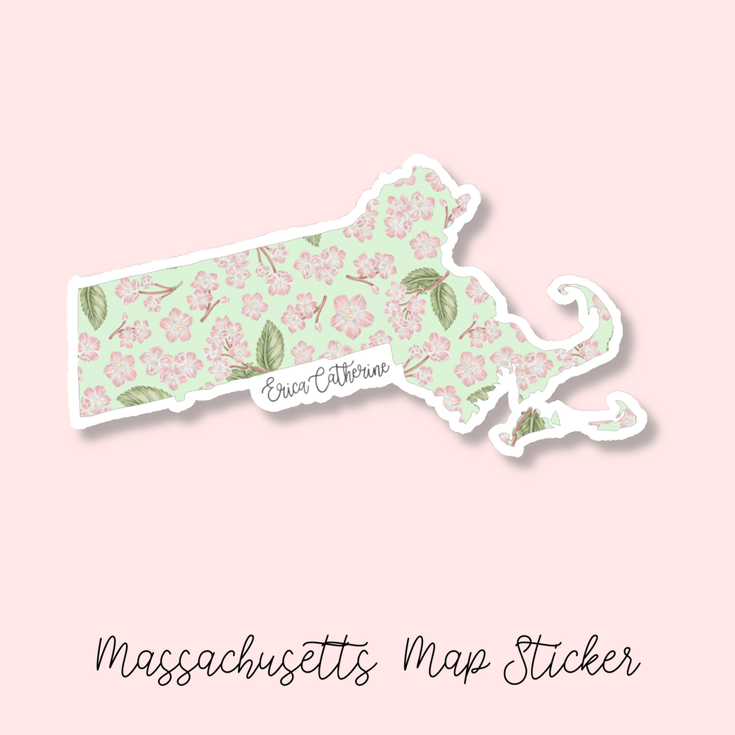 Massachusetts State Flower Map Vinyl Sticker
