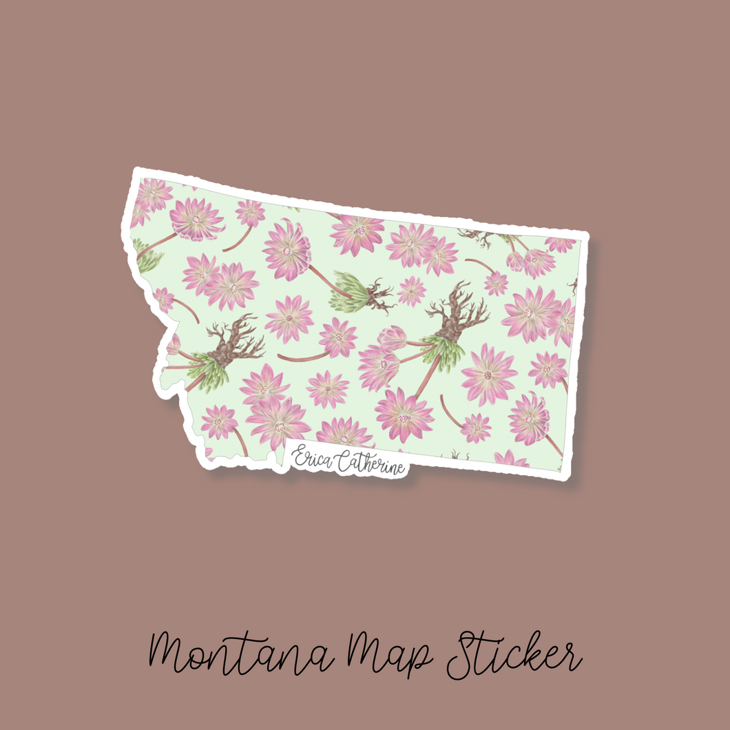 Montana State Flower Map Vinyl Sticker