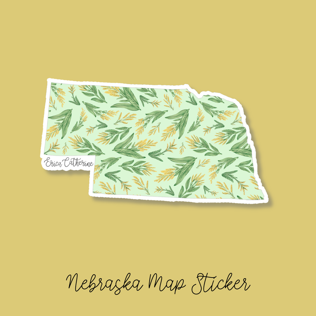 Nebraska State Flower Map Vinyl Sticker