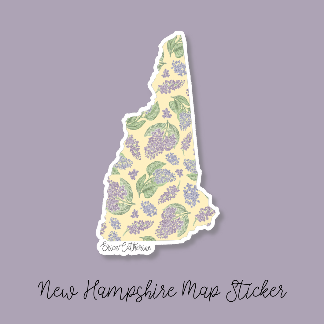 New Hampshire State Flower Map Vinyl Sticker