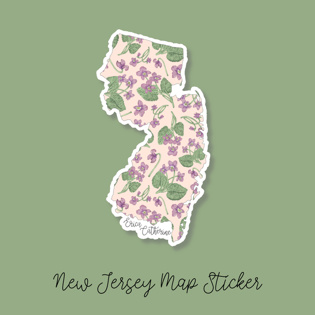 New Jersey State Flower Map Vinyl Sticker
