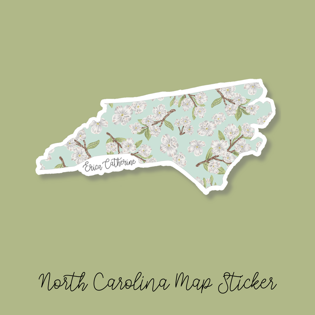 North Carolina State Flower Map Vinyl Sticker