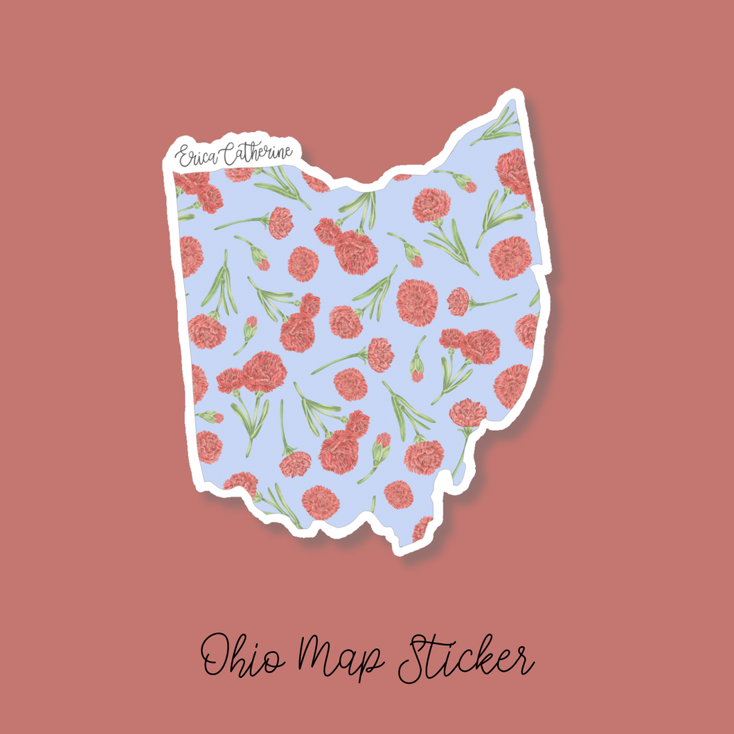 Ohio State Flower Map Vinyl Sticker