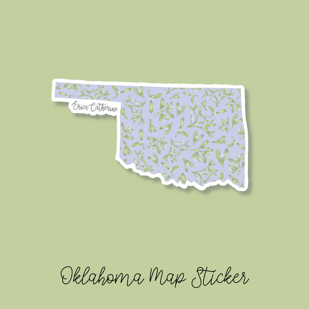 Oklahoma State Flower Map Vinyl Sticker