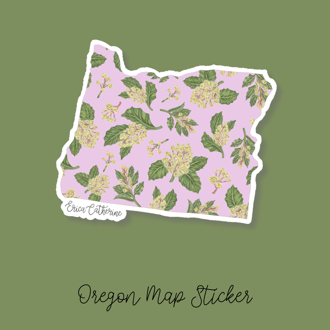 Oregon State Flower Map Vinyl Sticker