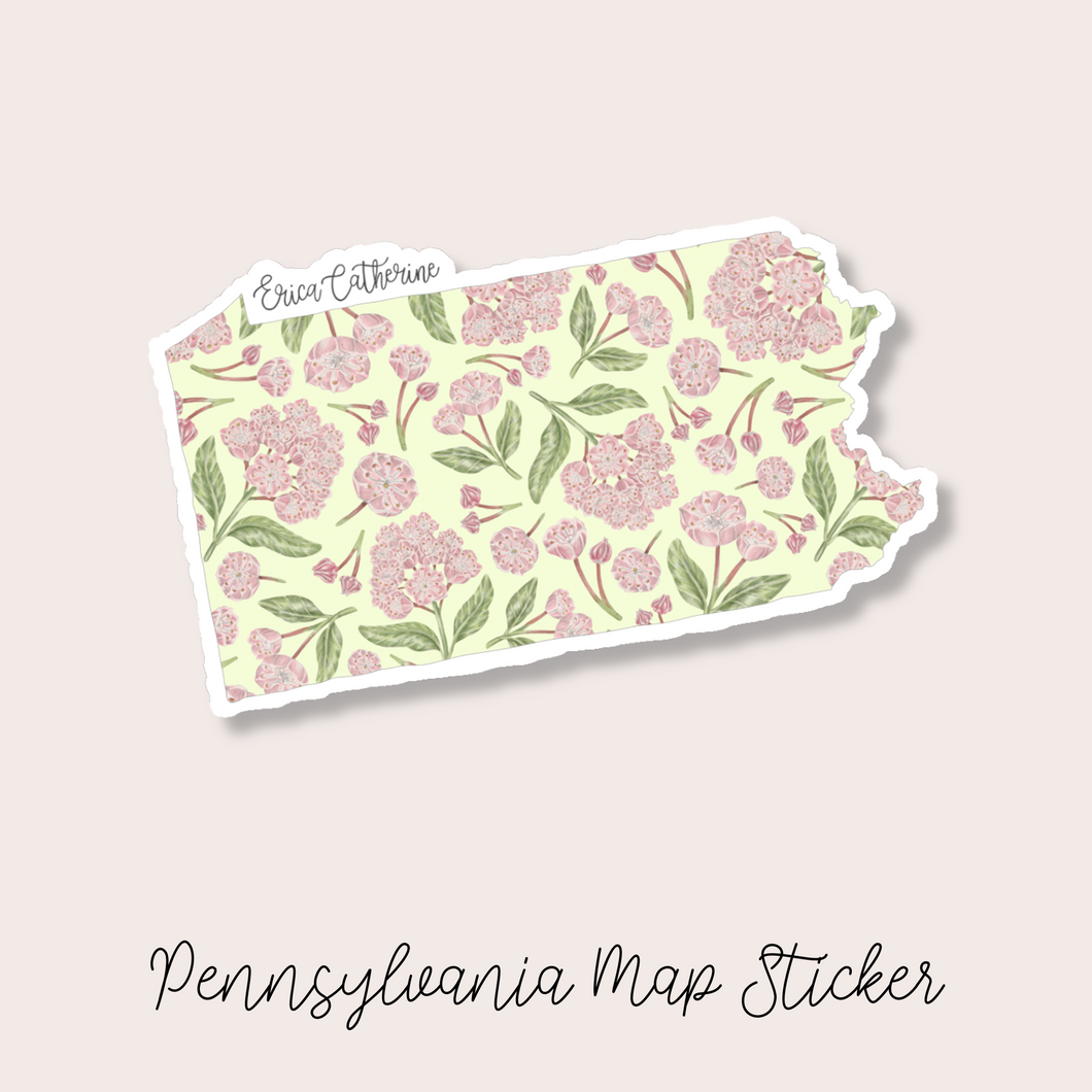 Pennsylvania State Flower Map Vinyl Sticker