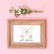 Load image into Gallery viewer, Pink Glasswing Butterfly Art Print
