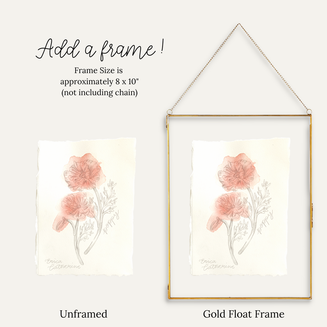 August Birth Flower - Poppy Mini Original  Artwork