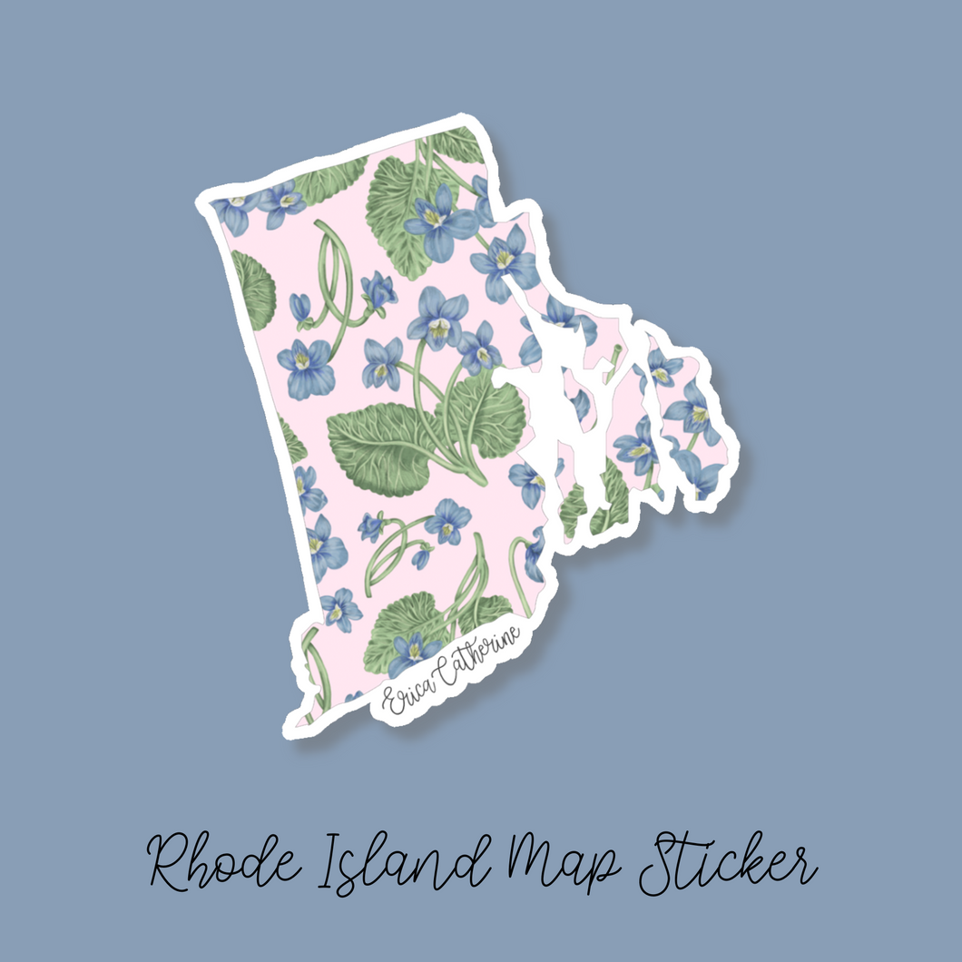 Rhode Island State Flower Map Vinyl Sticker