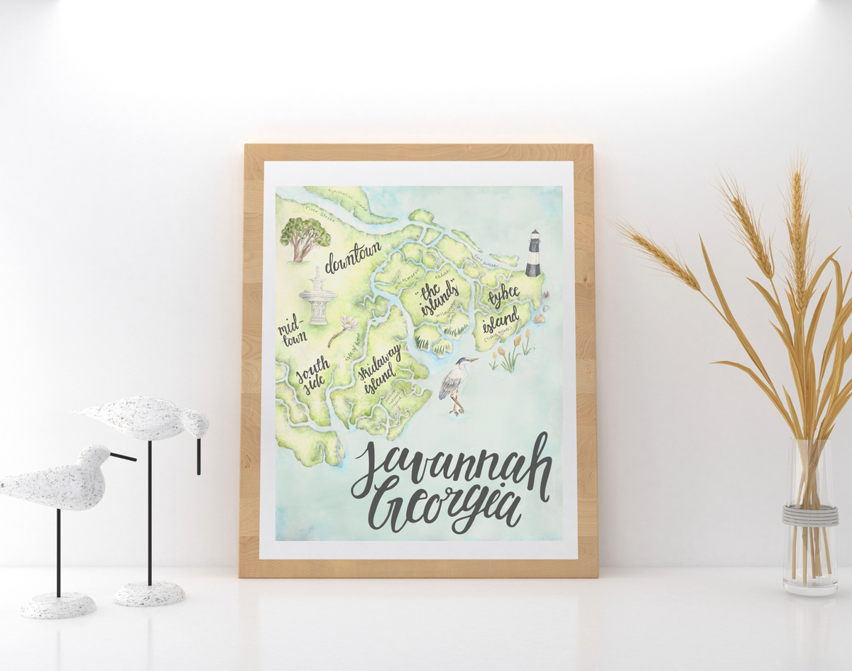 Savannah Georgia Map Art Print
