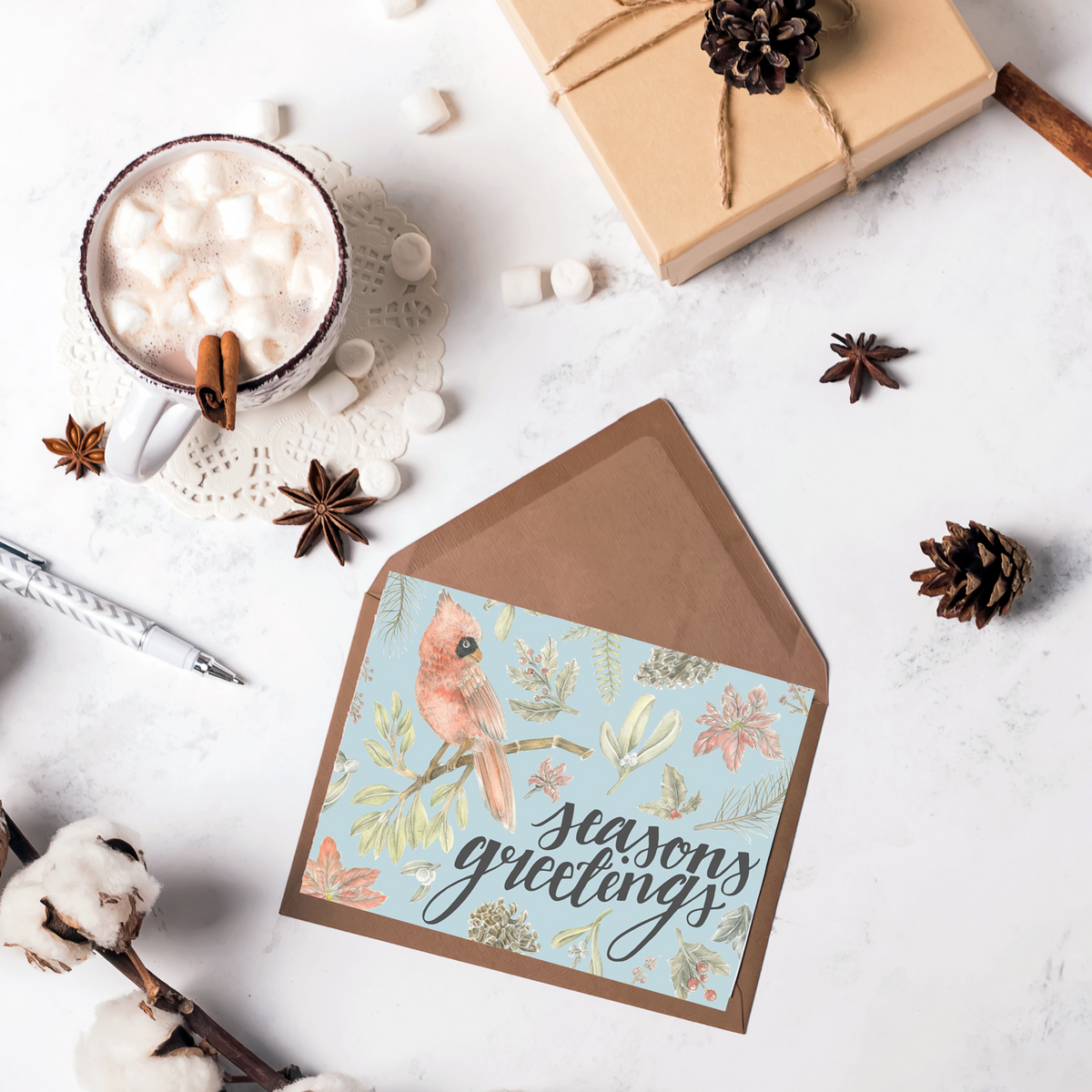 Seasons Greetings - Cardinal Folded Card