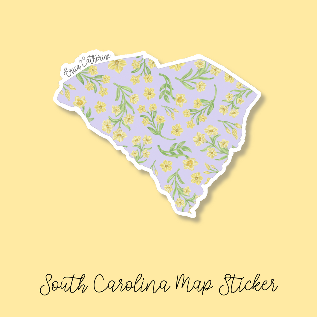 South Carolina State Flower Map Vinyl Sticker