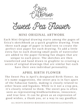Load image into Gallery viewer, April Birth Flower - Sweet Pea Mini Original Drawing

