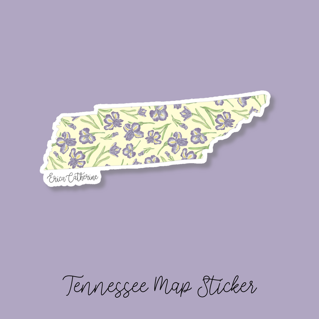 Tennessee State Flower Map Vinyl Sticker