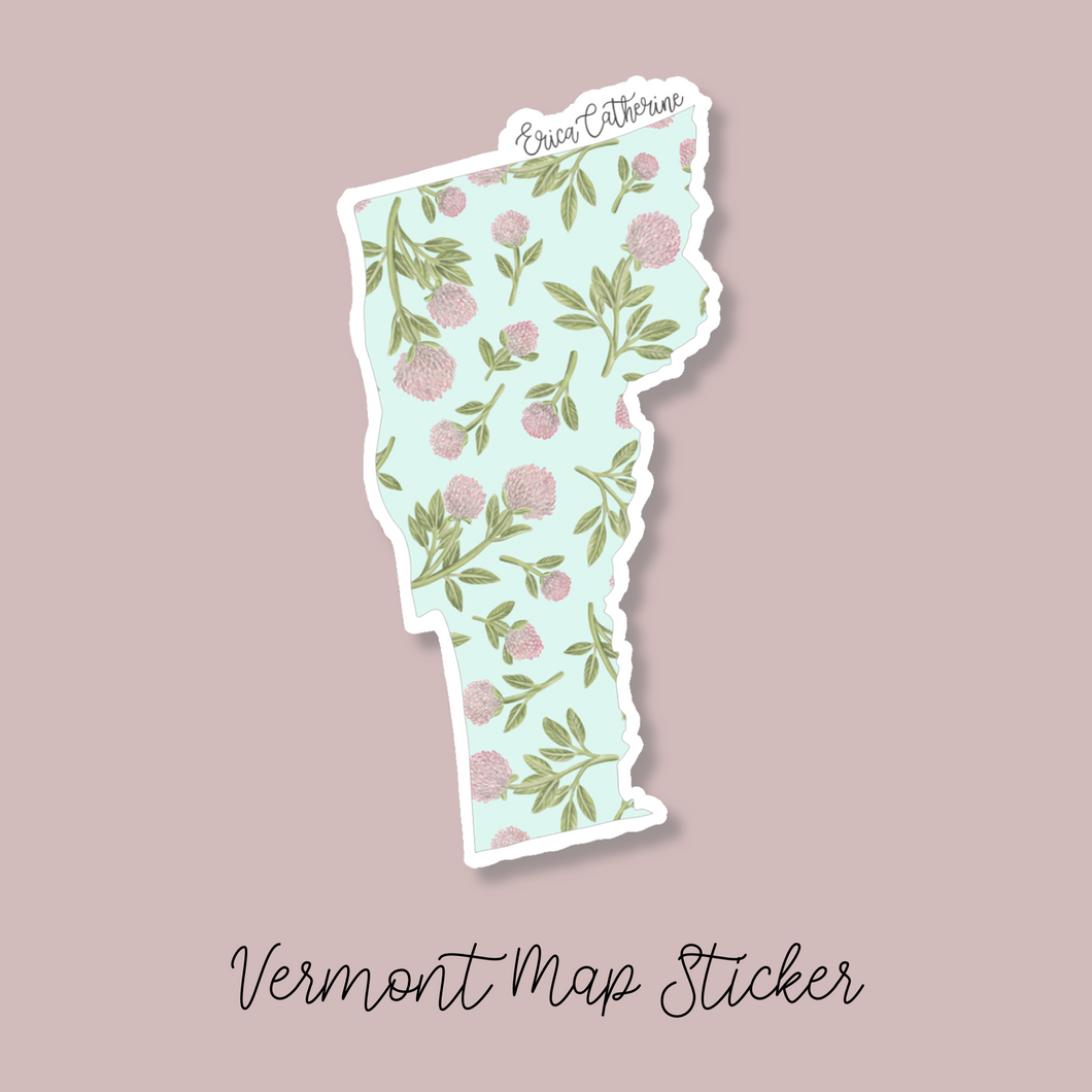 Vermont State Flower Map Vinyl Sticker