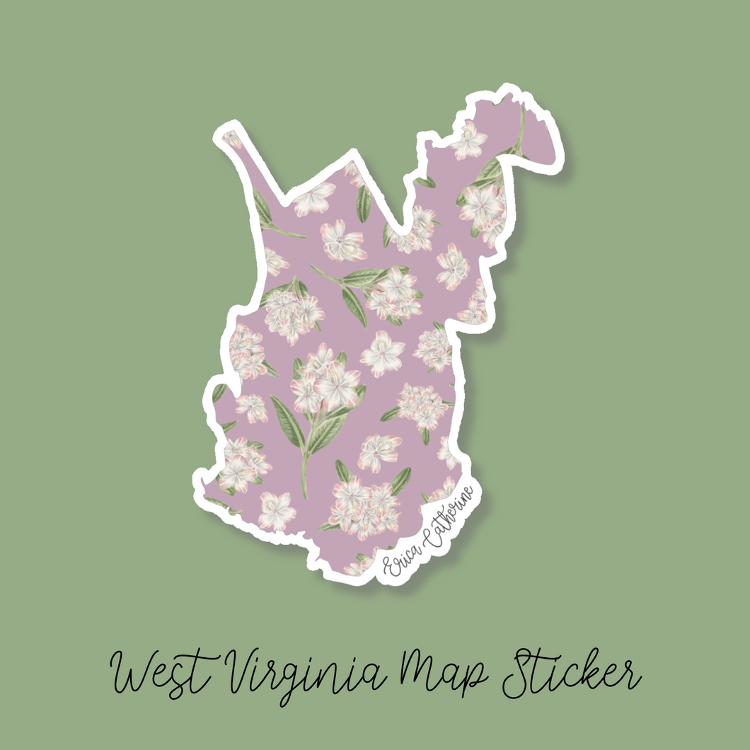 West Virginia State Flower Map Vinyl Sticker