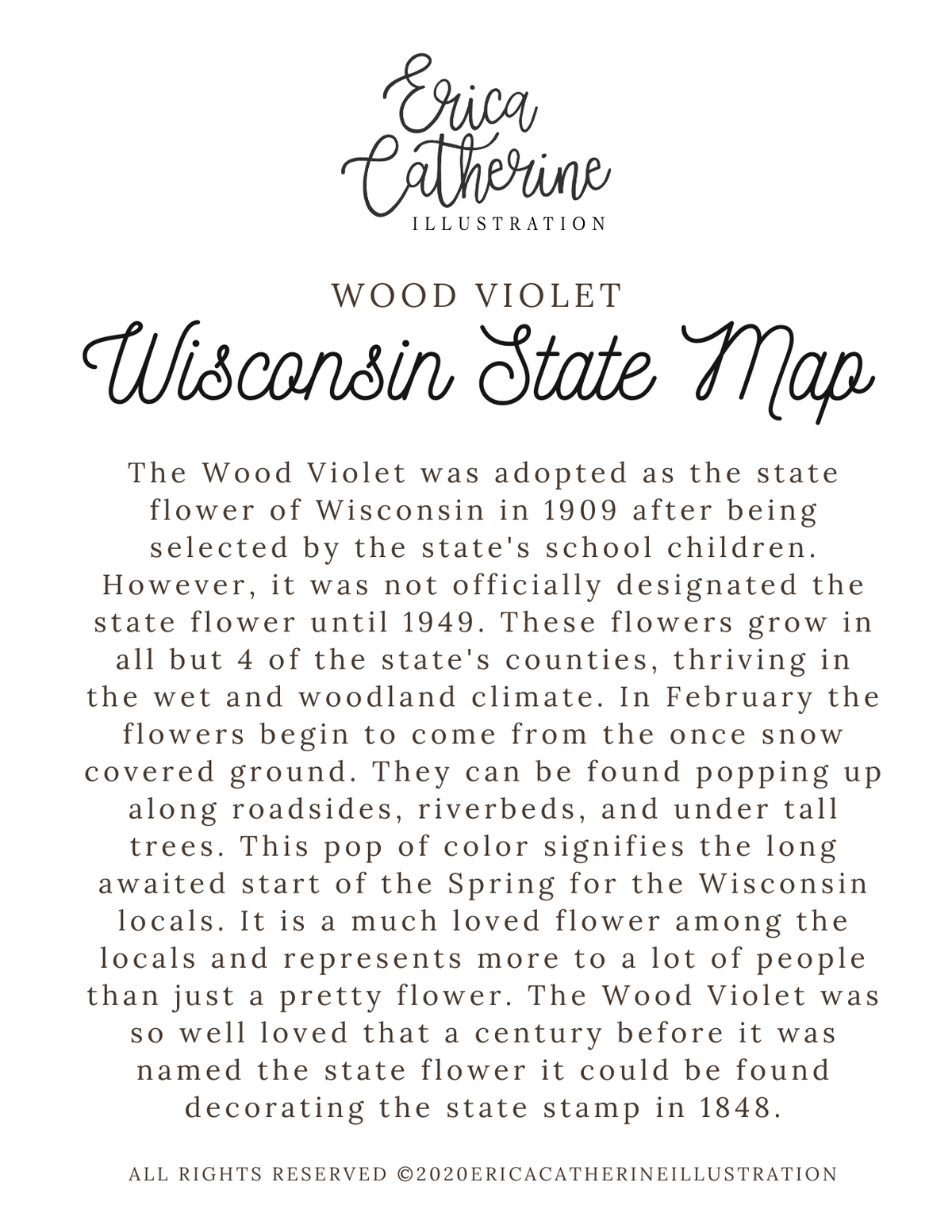 Wisconsin State Flower Map Vinyl Sticker