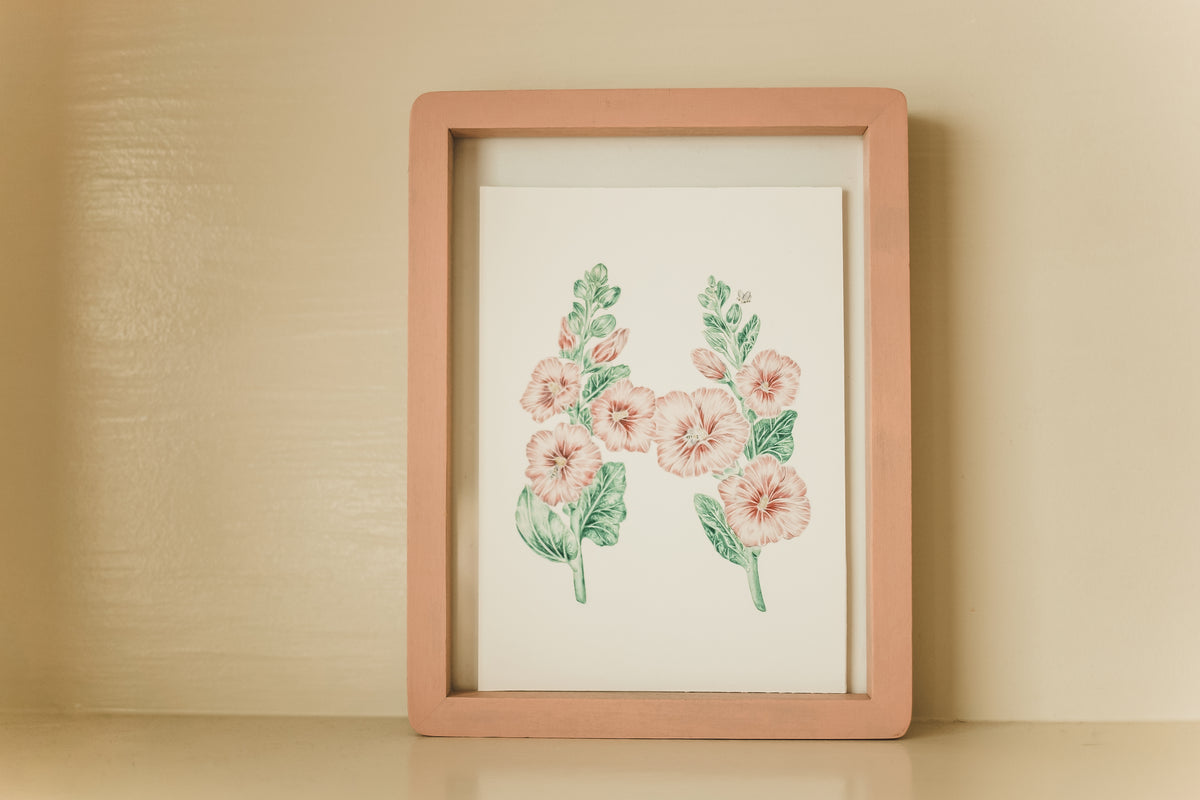Letter H Floral Initial Art Print