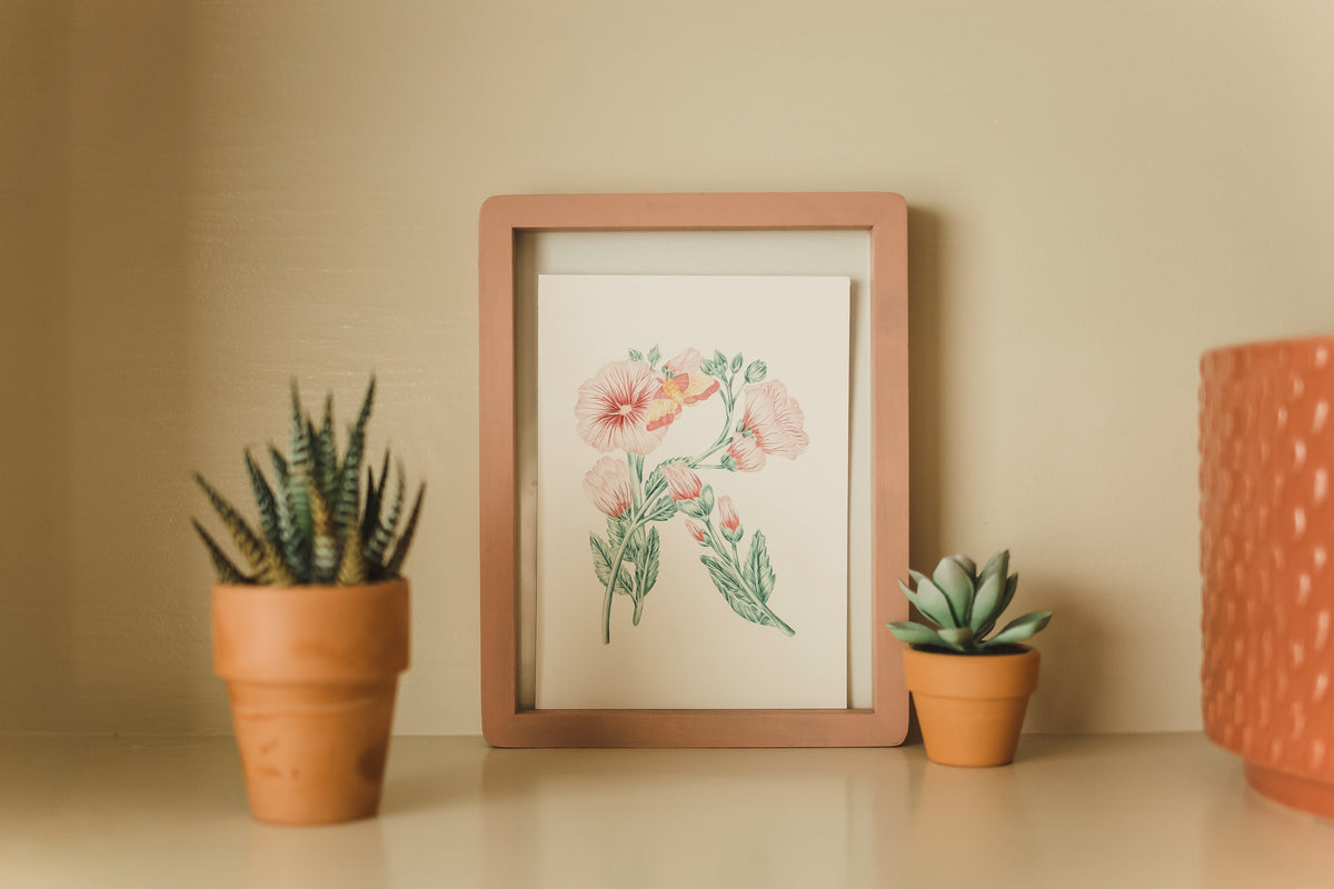 Letter R Floral Initial Art Print